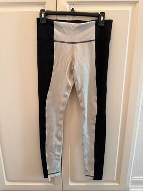 lululemon athletica Black and Cream Colorblock Leggings